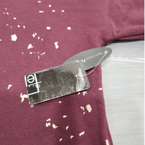 Felina Hoodie Soft Stretchy Size Medium Burgundy & Metallic Foil Print - Picture 7 of 9